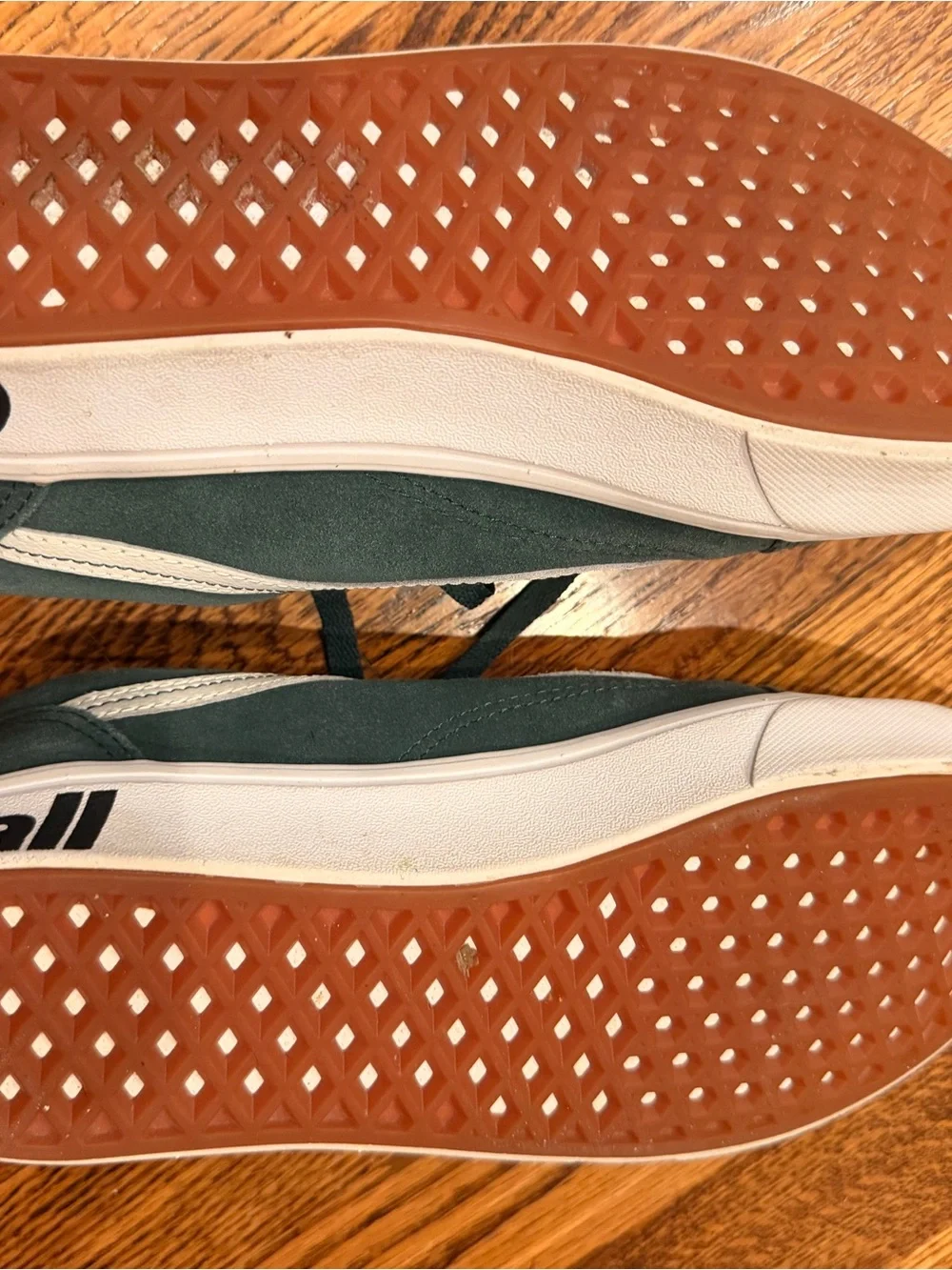 Women’s old school Vans in Dark Green with White Stripe